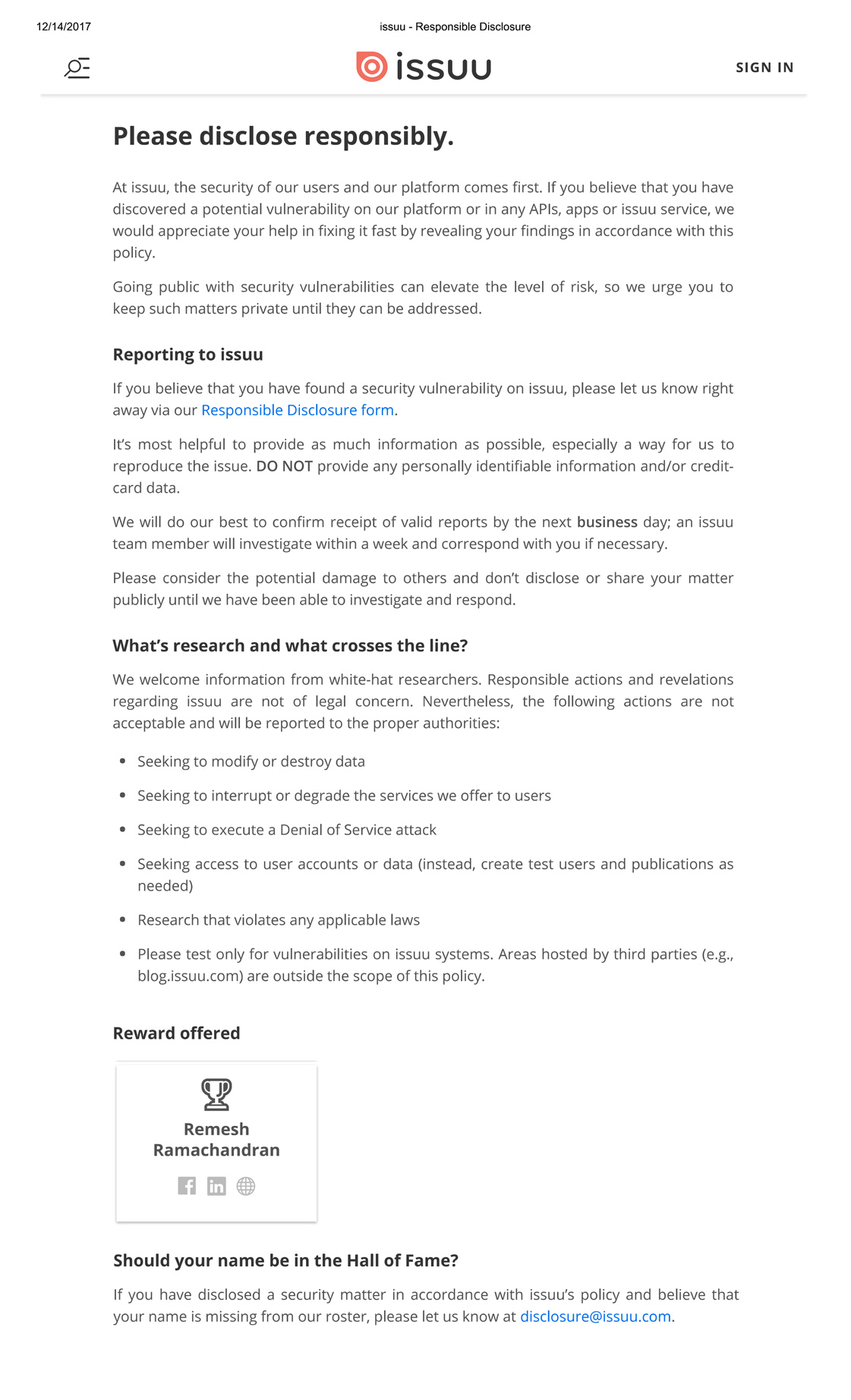 Issuu - Hall of fame