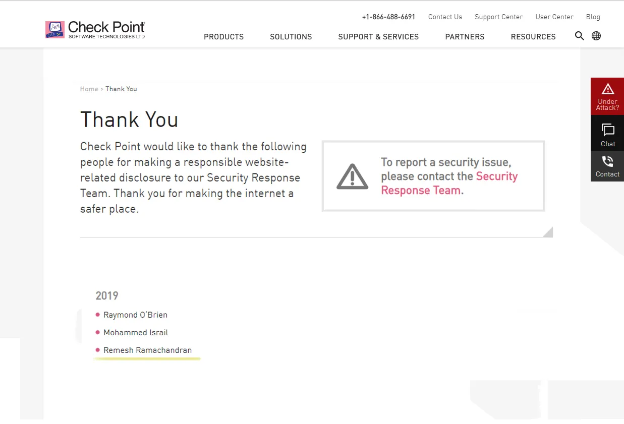 Check Point Hall of Fame