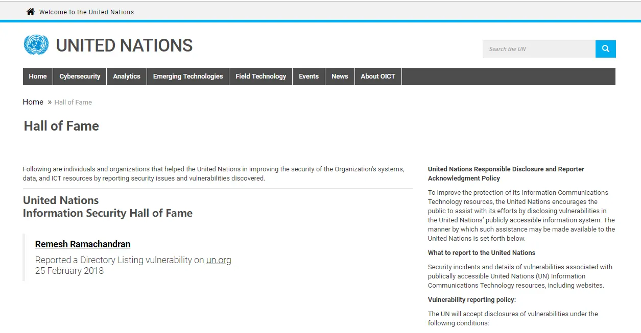 United Nations Information Security Hall of Fame