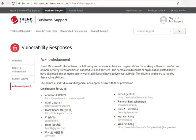 Trend Micro - Hall of Fame — Remesh Ramachandran